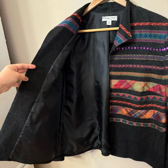 Vintage Y2K Coldwater Creek Jacket Blazer Multicolor Mixed Media Women sz 14 VTG - Picture 5 of 13